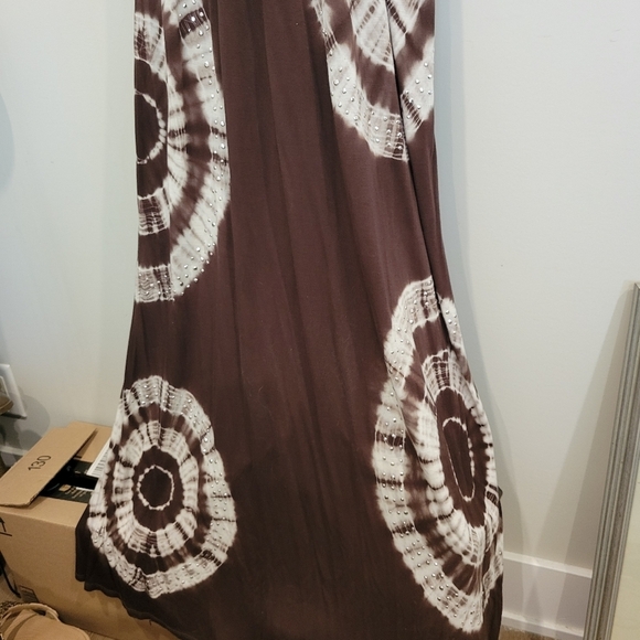 Stunning Modern Brown & White Floor Length Dress wedding Prom Occasion FUN - Picture 8 of 10